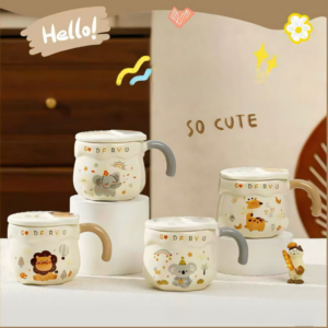 AA0660 TAZA CERAMICA ANIMALES CON ARCOIRIS