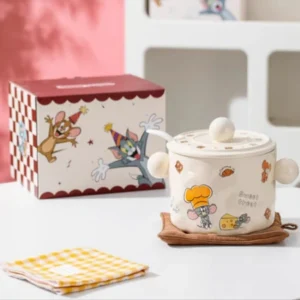 AA0995 BOWL CERAMICA GRANDE CON TAPA GATO Y RATON 2 LITROS