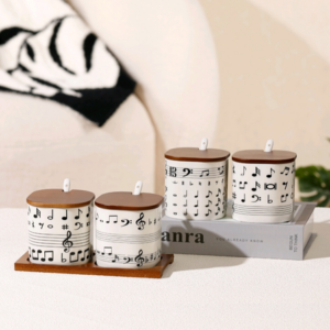 AA0920 SET DE ESPECIOROS CERAMICA X 2 ESTILO MUCISA CON TAPAS DE MADERA