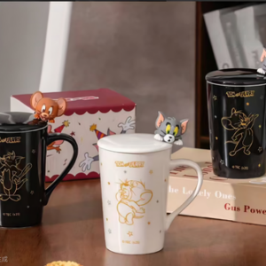 AA1001 TAZA CERAMICA BLANCA Y NEGRA GATO Y RATON