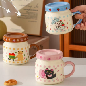 AA1393 TAZA CERAMICA ANIMALES CON FRUTA
