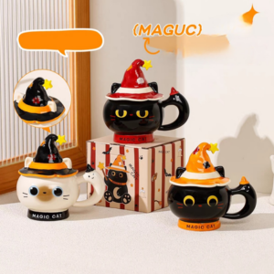 AA1408 TAZA CERAMICA GATO NEGRO CON GORRO