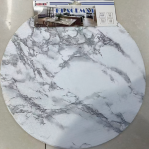 AA120 6 INDIVIDUAL REDONDO PLASTICO FINO MARMOL BLANCO-PAQ X 6