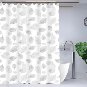 AA3028 CORTINA DE BAÑO PVC HOJAS PLATEADAS