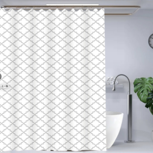 AA3030 CORTINA DE BAÑO PVC DISEÑO CON PLATEADA