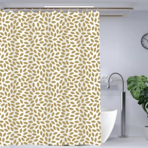 AA3034 CORTINA DE BAÑO PVC HOJAS DORADOS