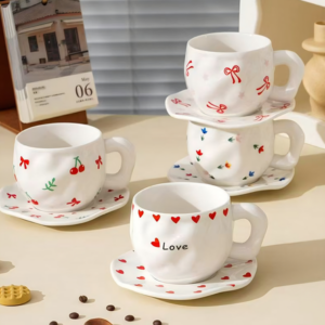 AA1387 TAZA CON PLATO CERAMICA SURTIDOS