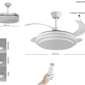 VENTILADOR LED TECHO BLANCO Y NEGRO C/CONTROL REMOTO