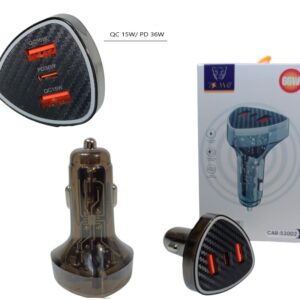 CARGADOR DE AUTO TRANSPARENTE CARGA RAPIDA PD 66W