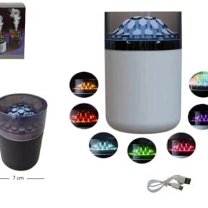 HUMIDIFICADOR / DIFUSOR CILINDRO PIEDRAS COLORES LED USB HUMIFICADOR