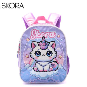 MD42180 - MOCHILA PETIT ESPALDA TERMOFORMADA 3D GATITO UNICORNIO CON LUZ 12"