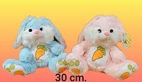 CONEJO CON ZANAHORIA BORDADA 2 COLORES 30CM