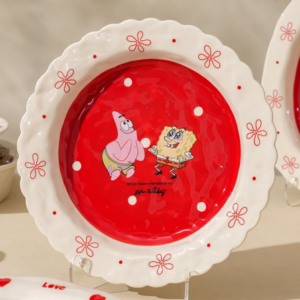 PLATO CERAMICA 8" ROJO CON FLOR 2025080805879
