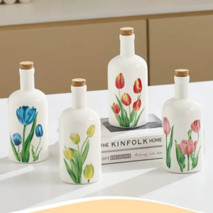 AA1389 BOTELLA CERAMICA CON FLOR
