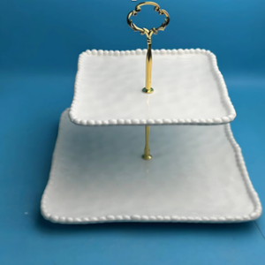 AA1494 PLATO CERAMICA BLANCA DOBLE CUADRADO