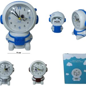 RELOJ DESPERTADOR ANALOGICO C/ALARMA CAMPANA ASTRONAUTA A PILA