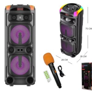 PARLANTE 8" BLUETOOTH CON LUZ C/1 MICROFONO 75CM ALTO