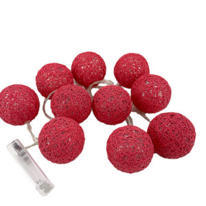MT07627 GUIRNALDAS DE LUCES LED CON DISEÑO DE ESFERAS DE HILO COLOR ROJO