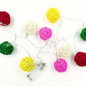 MT07638 GUIRNALDA DE LUZ CÁLIDA DISEÑO ESFERA DE HILO DE COLORES -TAMAÑO CHICO
