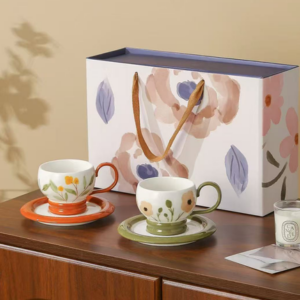 AA0626 TAZA CERAMICA CON PLATO CON FLOR