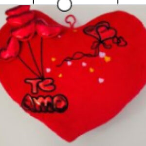 Almohada corazón Te Amo con globos brillantes 35cm
