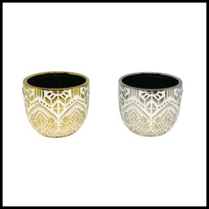 maceta ceramica blanca/dorada (20-114)