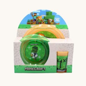 CKMI049 - SET PLATO 22 CM BOWL 17 CM Y VASO 350 ML MINECRAFT
