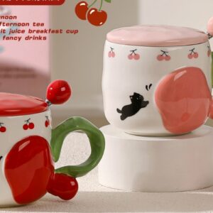 Taza de cerámica con diseño de cereza 470 ml