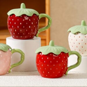 Taza de cerámica con diseño de fresa 380 ml