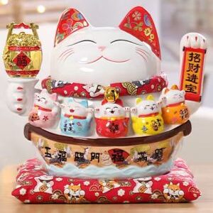 Gato de la fortuna Material: Porcelana 22*28*24cm