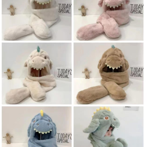 Set 3 en 1 dinosaurio gorro bufanda guantes inflable Surtido