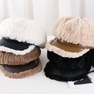 Boina de mujer de peluche combinada Surtido