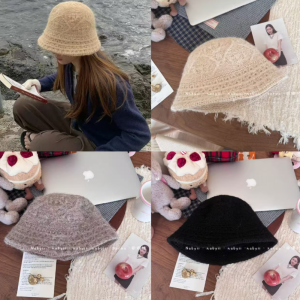 Sombrero pescador mujer crochet peluche vintage Surtido