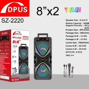Parlante Subwoofer Portatil Micrófono y control remoto 25,7 * 23,5 * 62,5 cm