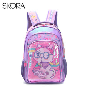 MD35339 - Mochila Think Happy Print Meow Power Con Lentejuelas 18"