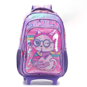 MD35341 - Mochila Carro Think Happy Print Meow Power Con Lentejuelas 18"