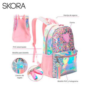MD35352 - Mochila Think Happy Prints Rainbows Holograma 18"