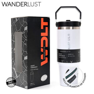 MD39427 - Vaso Termico Blanco Wanderlust Con Pico 900 Ml