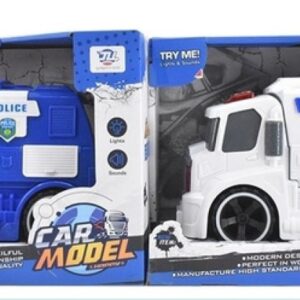 AMBULANCIA/POLICÍA C/LUZ Y SONIDO A FRICCIÓN (19CM X 13CM X 25CM)