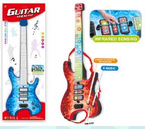 GUITARRA ROJA/AZUL C/MELODÍAS Y LUZ