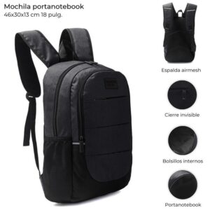 MD41586 - MOCHILA PORTANOTEBOOK CON BOLSILLOS INTERNOS 46X30X13 CM 18"