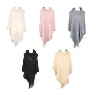 LN34UO8389 - PONCHO TEJIDO FANTASIA CUELLO POLERA Y FLECHOS