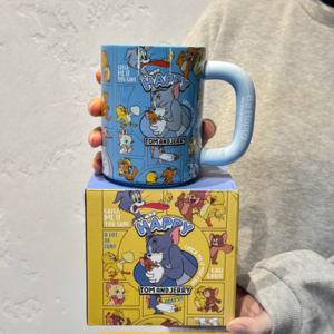 AA1691 TAZA CERAMICA AZUL GATO Y RATON