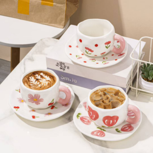 AA1698 TAZA CERAMICA CON PLATO FLOR SURT.