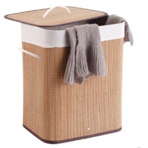 CANASTO DE ROPA 60 X 52 CM MADERA DE BAMBOO 60 LTS PLEGABLE
