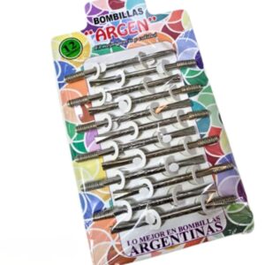BOMBILLAS X 12 TRENZADA NIQUELADA EN BLISTER