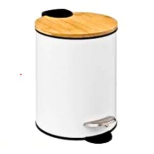CESTO RESIDUOS PEDAL 12 LTS BLANCO TAPA DE MADERA