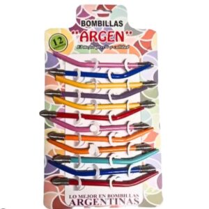 BOMBILLAS X 12 PINTADAS EN COLORES CURVAS EN BLISTER