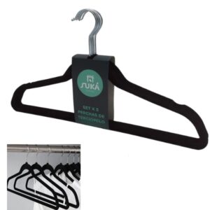 PERCHAS X 5 TERCIOPELO NEGRO 41 CM ANTIDESLIZANTE