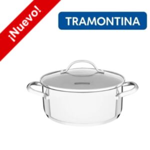 CACEROLA ACERO INOXIDABLE C/ASA 24 CM TRIPLE FONDO 4,8 LTS UNA TRAMONTINA